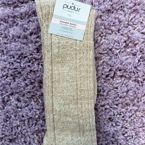 Pudus Women's Cozy Tan Sweater Socks